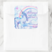 Rainbow Unicorn Spa Verjaardagsfeest Vierkante Sticker (Tas)