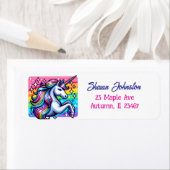 Rainbow Unicorn Sparkles Sprookje Gepersonaliseerd Etiket (Insitu)