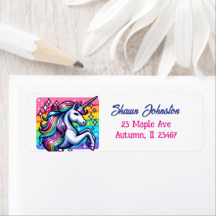 Rainbow Unicorn Sparkles Sprookje Gepersonaliseerd Etiket