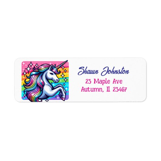 Rainbow Unicorn Sparkles Sprookje Gepersonaliseerd Etiket (Voorkant)