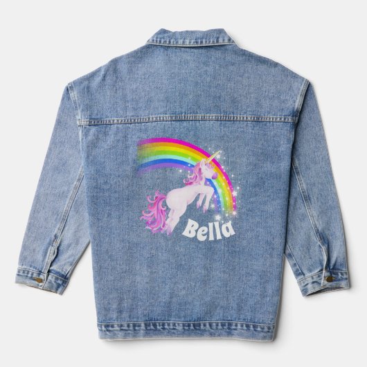 Rainbow unicorn-springmeisjes denim jacket (Achterkant)