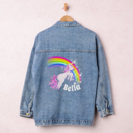 Rainbow unicorn-springmeisjes denim jacket (Hangar)