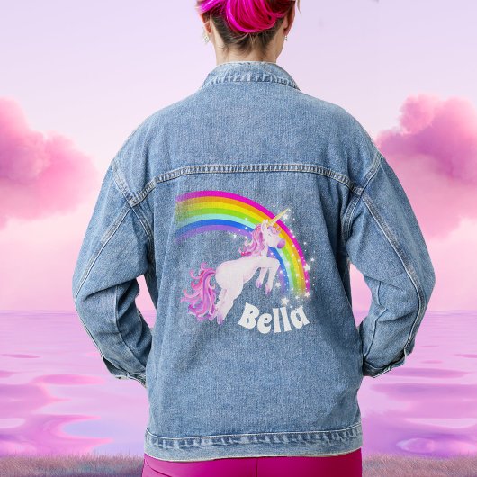 Rainbow unicorn-springmeisjes denim jacket