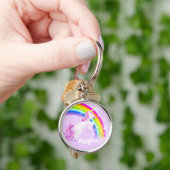 Rainbow unicorn-springmeisjes sleutelhanger (Hand)