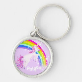 Rainbow unicorn-springmeisjes sleutelhanger