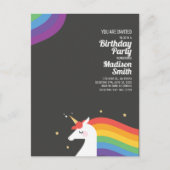 Rainbow Unicorn Stars Birthday Party Invitation Uitnodiging Briefkaart (Voorkant)