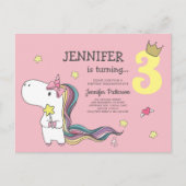 Rainbow Unicorn Stars Birthday Uitnodiging (Voorkant)