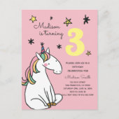 Rainbow Unicorn Stars Birthday Uitnodiging (Voorkant)