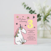 Rainbow Unicorn Stars Birthday Uitnodiging (Staand voorkant)
