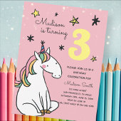 Rainbow Unicorn Stars Birthday Uitnodiging