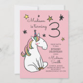 Rainbow Unicorn Stars Birthday Uitnodiging (Voorkant)