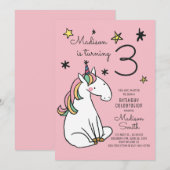 Rainbow Unicorn Stars Birthday Uitnodiging (Voorkant / Achterkant)