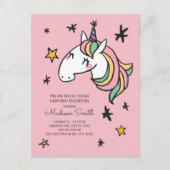 Rainbow Unicorn Stars Birthday Uitnodiging (Voorkant)