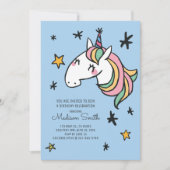 Rainbow Unicorn Stars Birthday Uitnodiging (Voorkant)