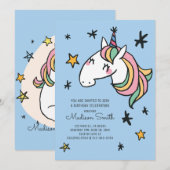 Rainbow Unicorn Stars Birthday Uitnodiging (Voorkant / Achterkant)