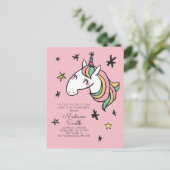 Rainbow Unicorn Stars Birthday Uitnodiging (Staand voorkant)