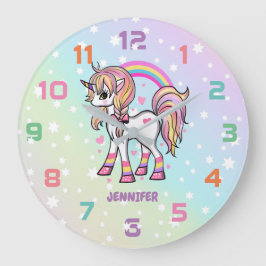Rainbow Unicorn Stars Nursery Decor Wall klok