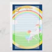 Rainbow Unicorn Stationery Briefpapier (Voorkant / Achterkant)