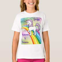 Rainbow & Unicorn T-Shirt Girls Shirt personaliser