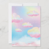 Rainbow Unicorn Third Birthday Party Invitation Kaart (Achterkant)