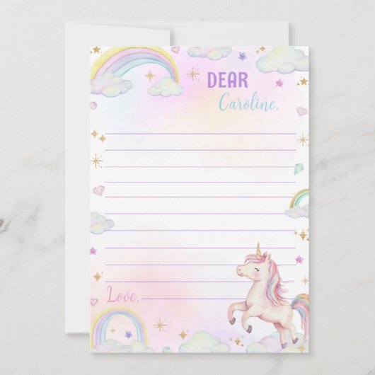 Rainbow Unicorn Time Capsule Note Bericht Kaart (Voorkant)