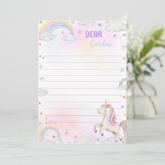Rainbow Unicorn Time Capsule Note Bericht Kaart (Staand voorkant)