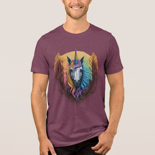 Rainbow Unicorn Tri-Blend Shirt (Voorkant)