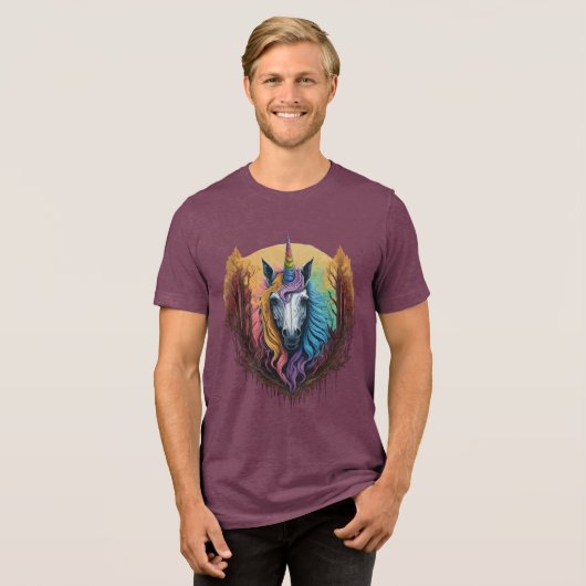 Rainbow Unicorn Tri-Blend Shirt (Voorkant volledig)