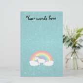 Rainbow unicorn turquoise glitter briefpapier (Staand voorkant)