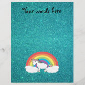 Rainbow unicorn turquoise glitter flyer (Voorkant)