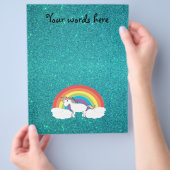 Rainbow unicorn turquoise glitter flyer (Hand)