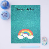 Rainbow unicorn turquoise glitter flyer (Enkel)