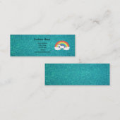Rainbow unicorn turquoise glitter mini visitekaartje (Voorkant / Achterkant)