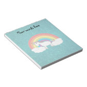 Rainbow unicorn turquoise glitter notitieblok (Schuin)