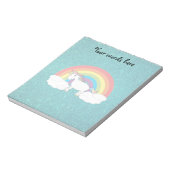 Rainbow unicorn turquoise glitter notitieblok (Linkerzijde)