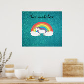 Rainbow unicorn turquoise glitter poster (Keuken)