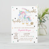 Rainbow Unicorn, Twinkle Little Star-Baby shower Kaart (Staand voorkant)