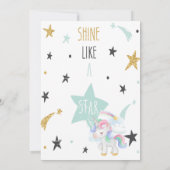 Rainbow Unicorn, Twinkle Little Star-Baby shower Kaart (Achterkant)
