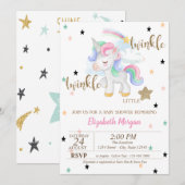 Rainbow Unicorn, Twinkle Little Star-Baby shower Kaart (Voorkant / Achterkant)