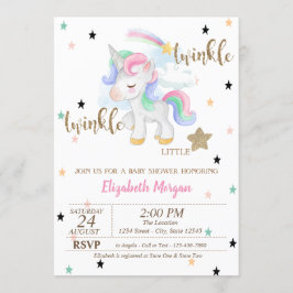 Rainbow Unicorn, Twinkle Little Star-Baby shower Kaart