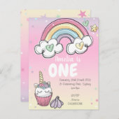 Rainbow Unicorn Uitnodiging Briefkaart (Voorkant / Achterkant)