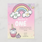 Rainbow Unicorn Uitnodiging Briefkaart (Voorkant)