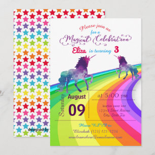 Rainbow Unicorn - Uitnodiging voor verjaardag
