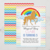 Rainbow Unicorn Uitnodigingen voor verjaardagsfees (Voorkant / Achterkant)