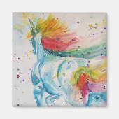 Rainbow Unicorn unicorns art Waterverf Magnet (Voorkant)
