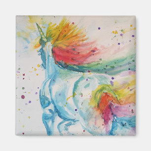 Rainbow Unicorn unicorns art Waterverf Magnet