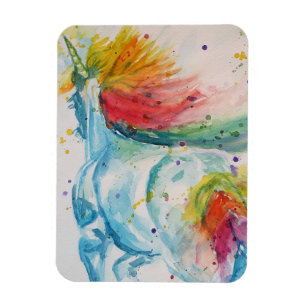 Rainbow Unicorn unicorns art Waterverf Magnet Magneet