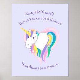 Rainbow Unicorn van pastel met tekstafdrukken Poster