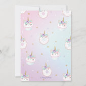 Rainbow Unicorn Verjaardag Cake Uitnodiging Cupcak (Achterkant)