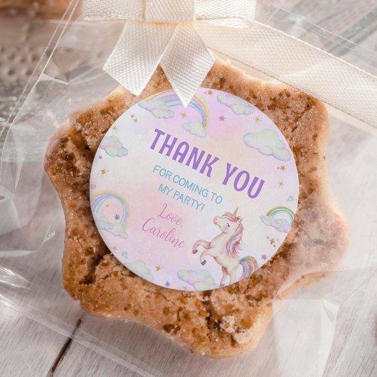 Rainbow Unicorn Verjaardag Classic Ronde Sticker